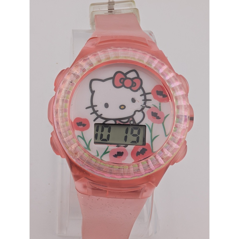 2013 Sanrio Hello Kitty Digital Light Up Kids Watch Pink- New Battery